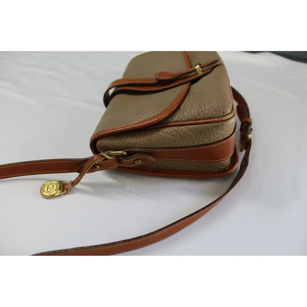 Vintage Dooney & Bourke AWL Pebble Leather Crossbody Messenger Bag USA Taupe Tan